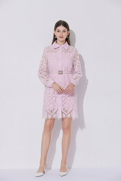 Modern Dantelli Polo Yaka Elbise