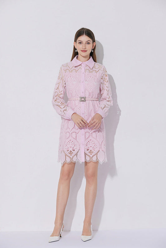 Modern Dantelli Polo Yaka Elbise