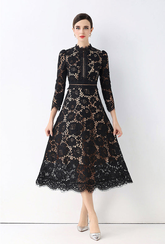 Paris Stil Shadow Dantel Elbise