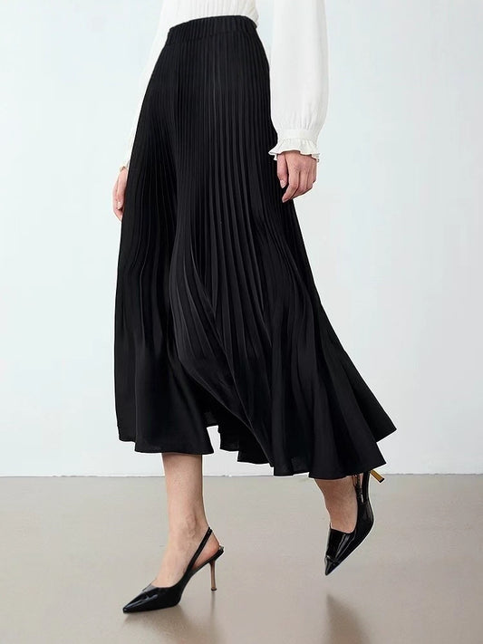 Plise Balık Form Midi Etek