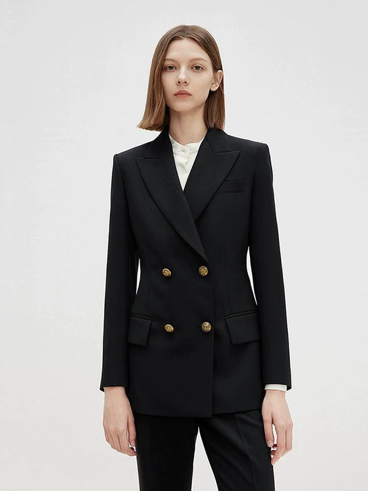 Siyah Slim Fit Çift Sıra Düğmeli Blazer