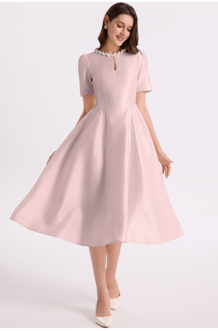 İnci Yaka Siyah Maxi Elbise