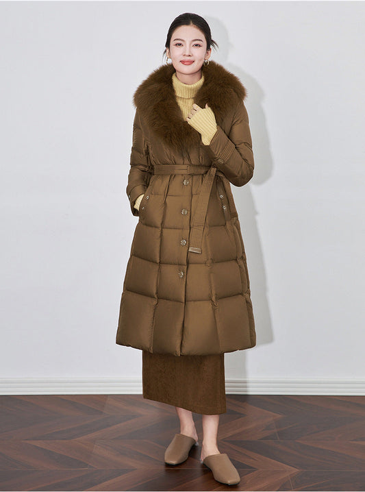 Kürk Yakalı Siyah Uzun Şişme Mont – Çıkarılabilir Yaka Detaylı