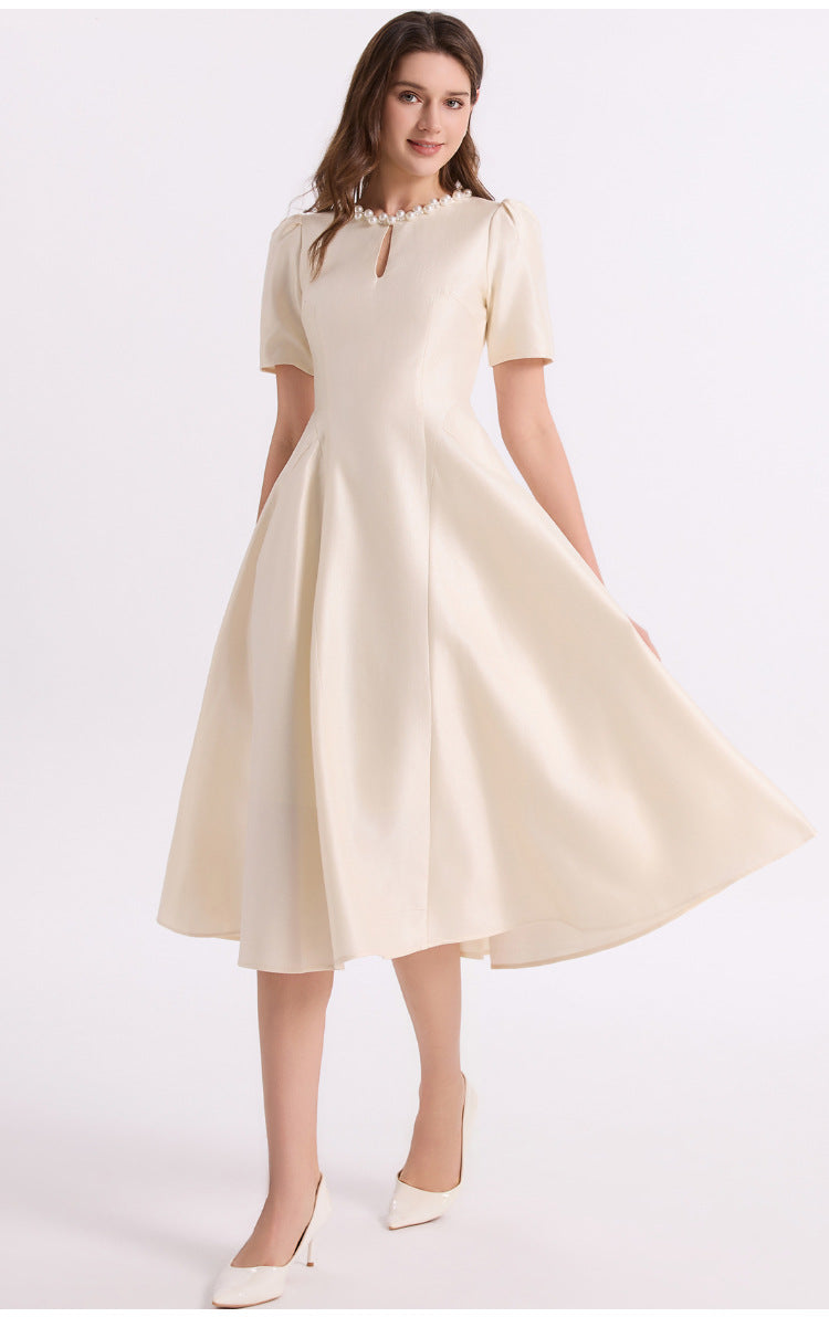 İnci Yaka Siyah Maxi Elbise