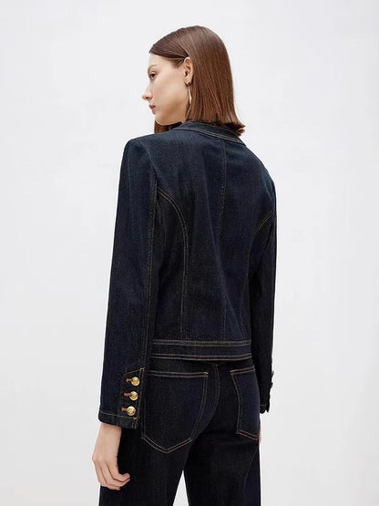 Lacivert Kısa Denim Ceket