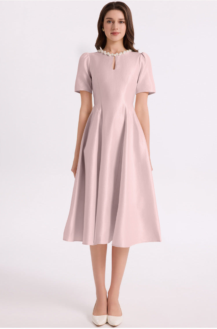 İnci Yaka Siyah Maxi Elbise