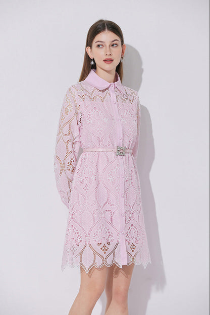 Modern Dantelli Polo Yaka Elbise