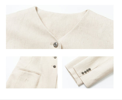 Minimalist Yakasız Bel Detaylı Blazer Ceket