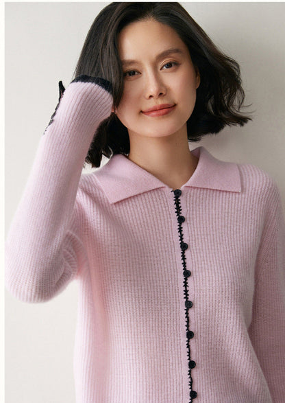 Renk Bloklu Chanel Stil Kaşmir Hırka