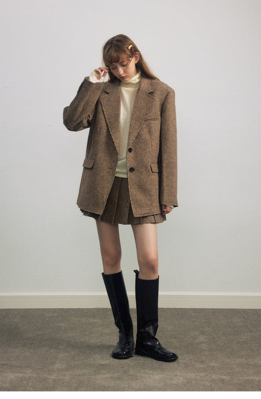 Yün Karışımlı Geniş Kesim Retro Blazer