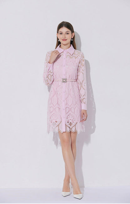 Modern Dantelli Polo Yaka Elbise