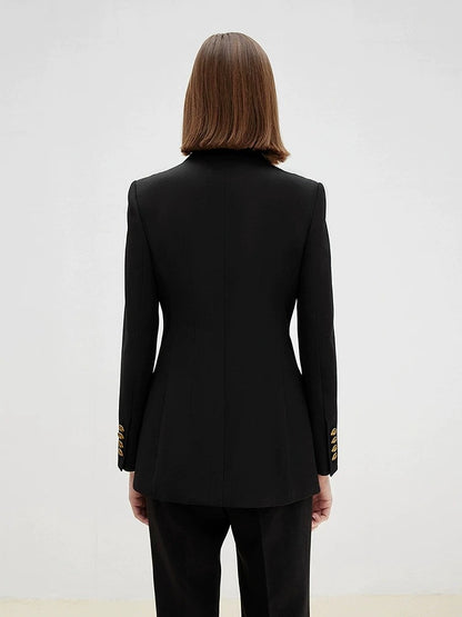 Siyah Slim Fit Çift Sıra Düğmeli Blazer