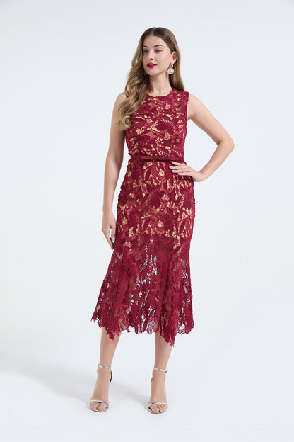 İşlemeli Balık Kesim Maxi Elbise