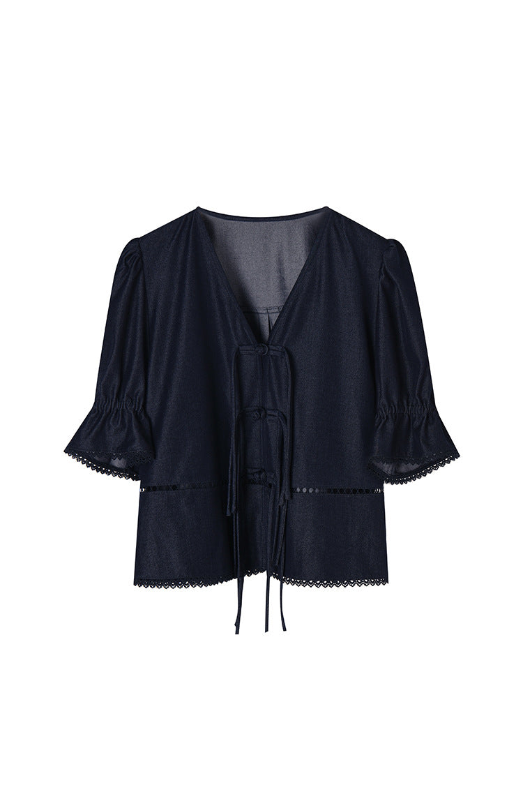 Celeste Denim Görünümlü İkili Takım