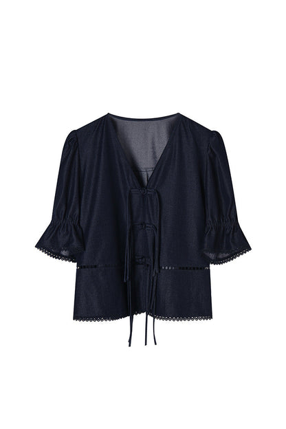 Celeste Denim Görünümlü İkili Takım