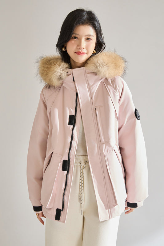 Kürk Yakalı 90% Beyaz Dolgulu Mont