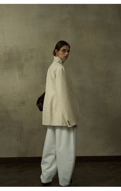 Minimalist Yakasız Bel Detaylı Blazer Ceket