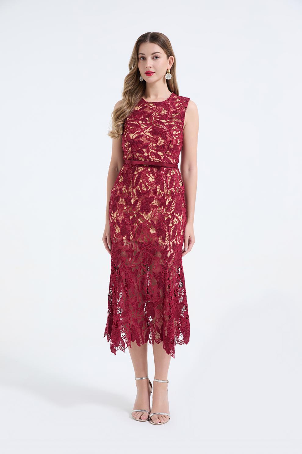 İşlemeli Balık Kesim Maxi Elbise