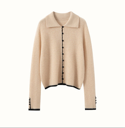Renk Bloklu Chanel Stil Kaşmir Hırka