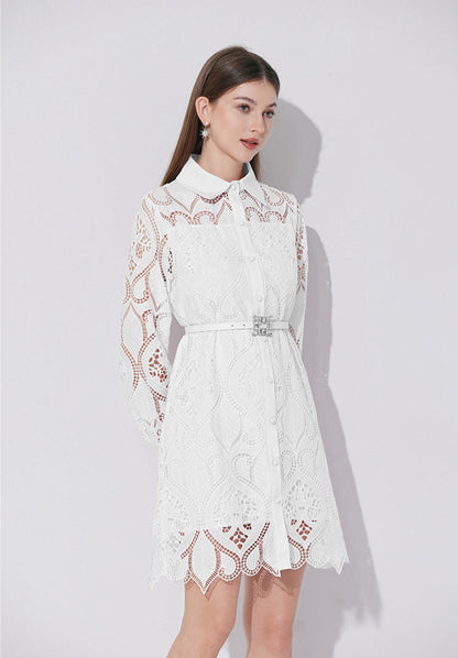 Modern Dantelli Polo Yaka Elbise