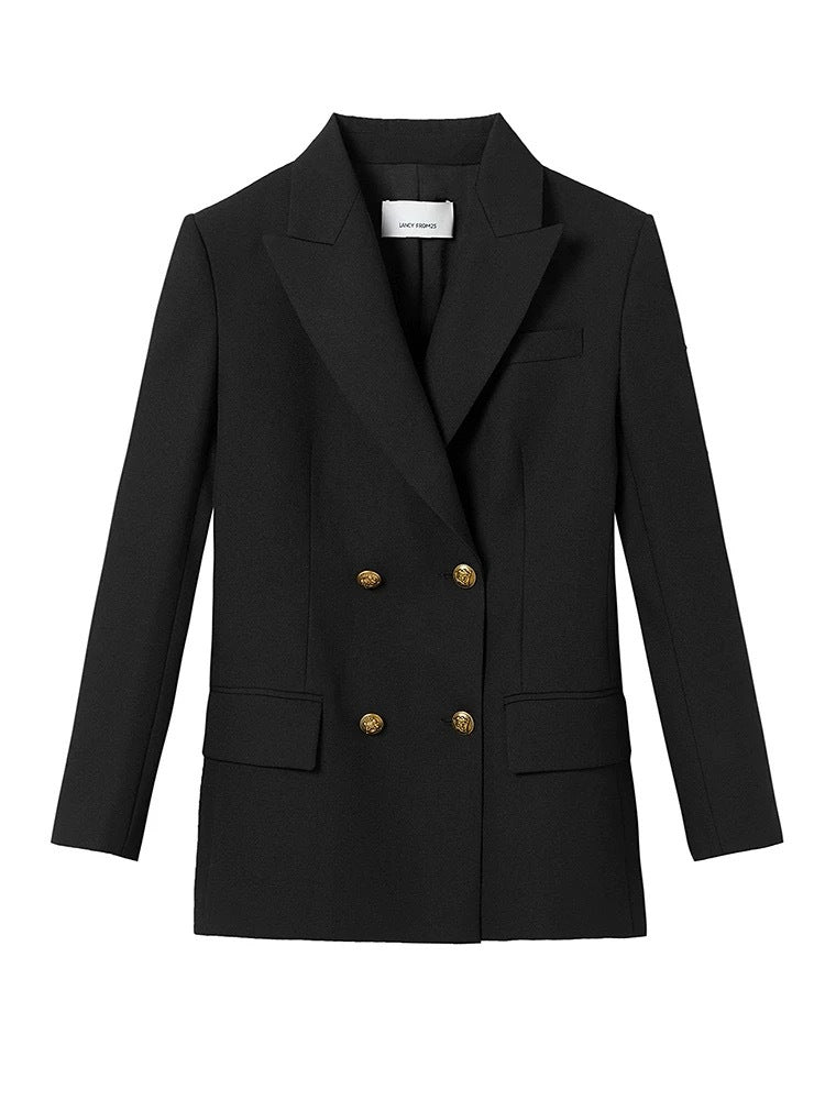 Siyah Slim Fit Çift Sıra Düğmeli Blazer