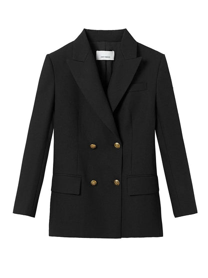 Siyah Slim Fit Çift Sıra Düğmeli Blazer