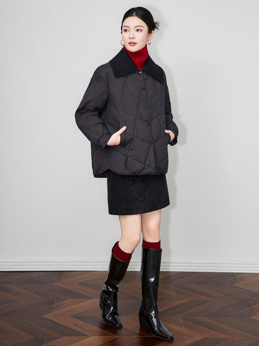 %90 Ördek Tüyü Dolgulu Kısa Şişme Mont – Hafif, Isı Yalıtımlı, Geniş Kalıp