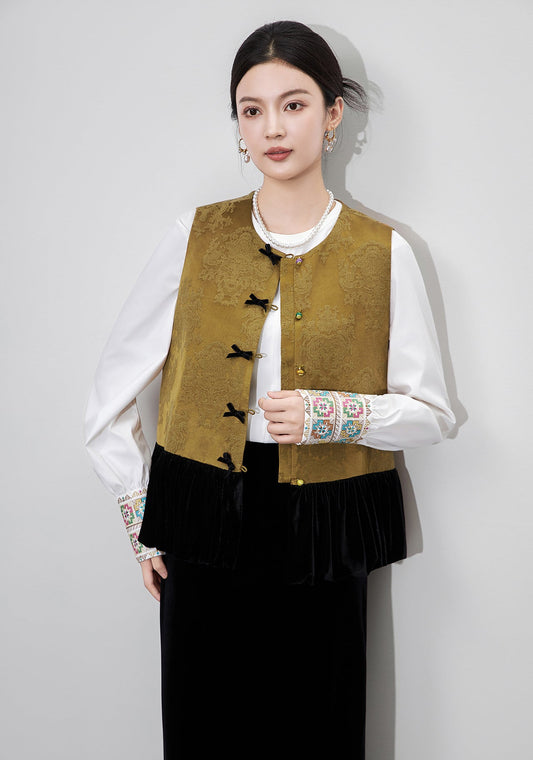 Jakarlı Kadife Yelek Ceket