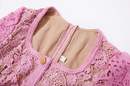 Hollow Dantel Midi Elbise