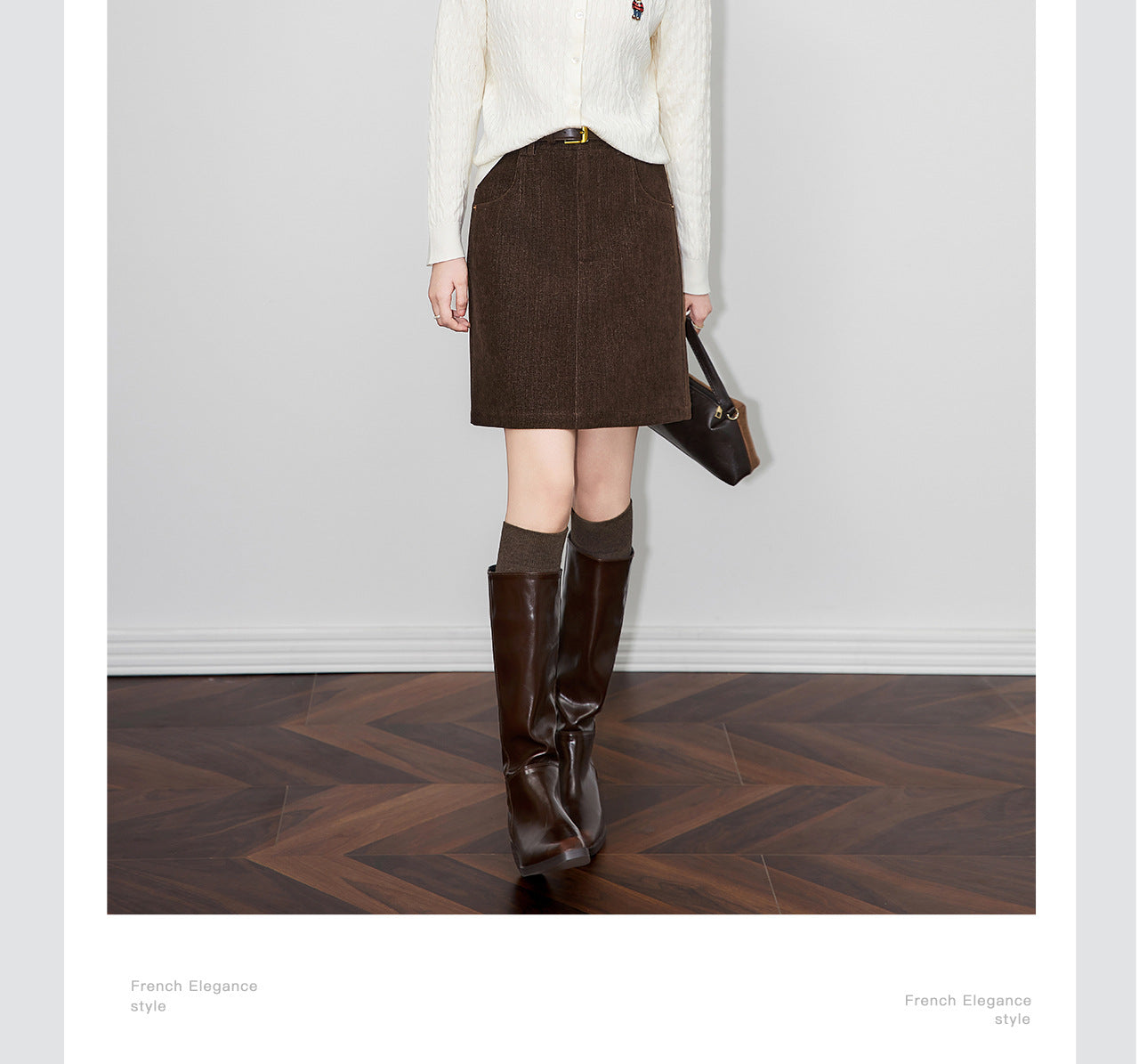 Retro Peluş Dokulu Yüksek Bel Kışlık Kısa Etek (Kemersiz)