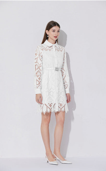 Modern Dantelli Polo Yaka Elbise