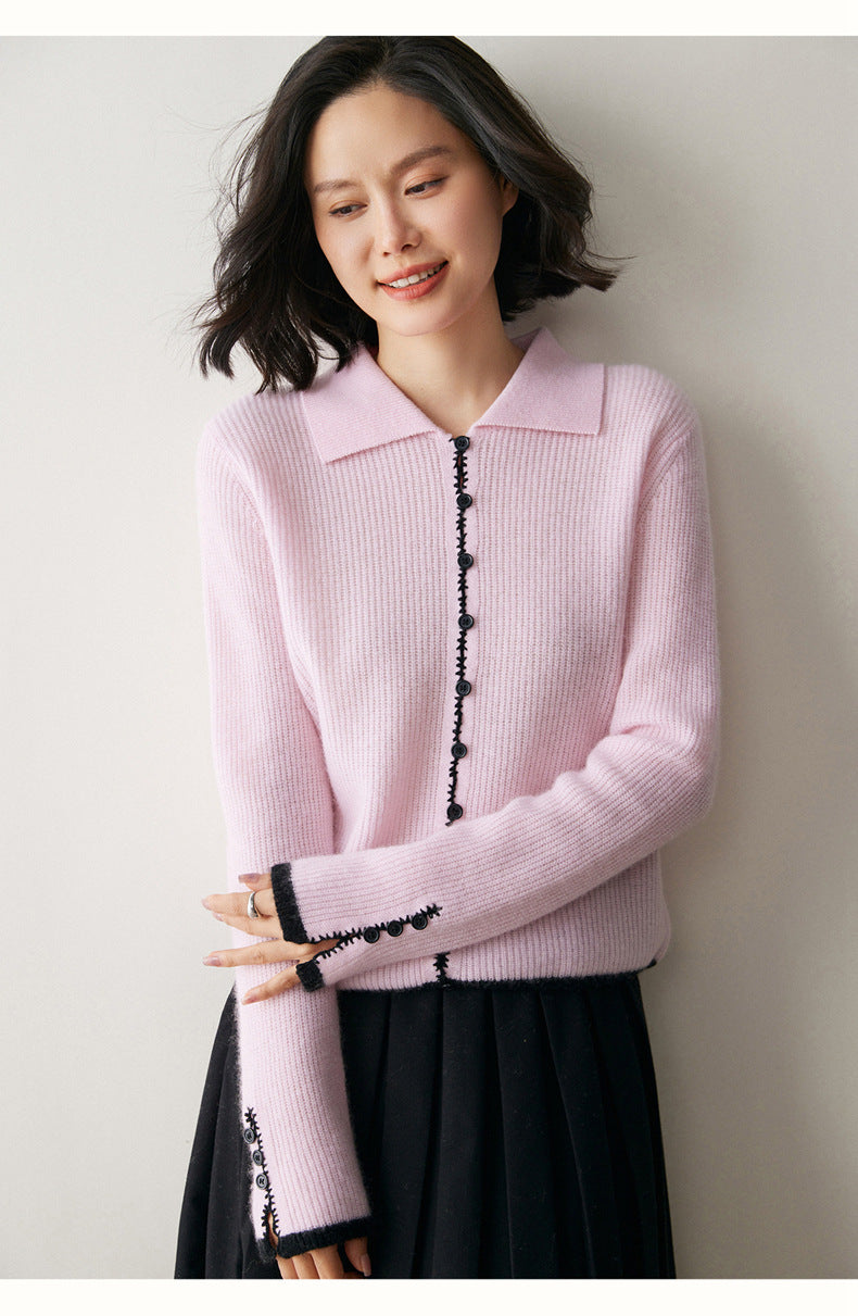 Renk Bloklu Chanel Stil Kaşmir Hırka