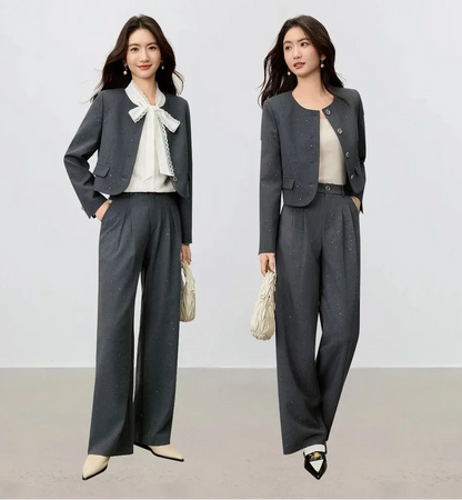 Metal Düğme Detaylı Ofis Takımı