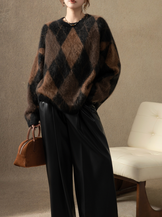 %100 Saf Kaşmir Kalın Oversize Kazak – Premium Dokulu