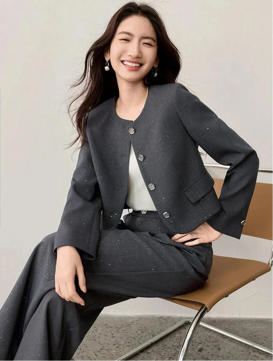 Metal Düğme Detaylı Ofis Takımı