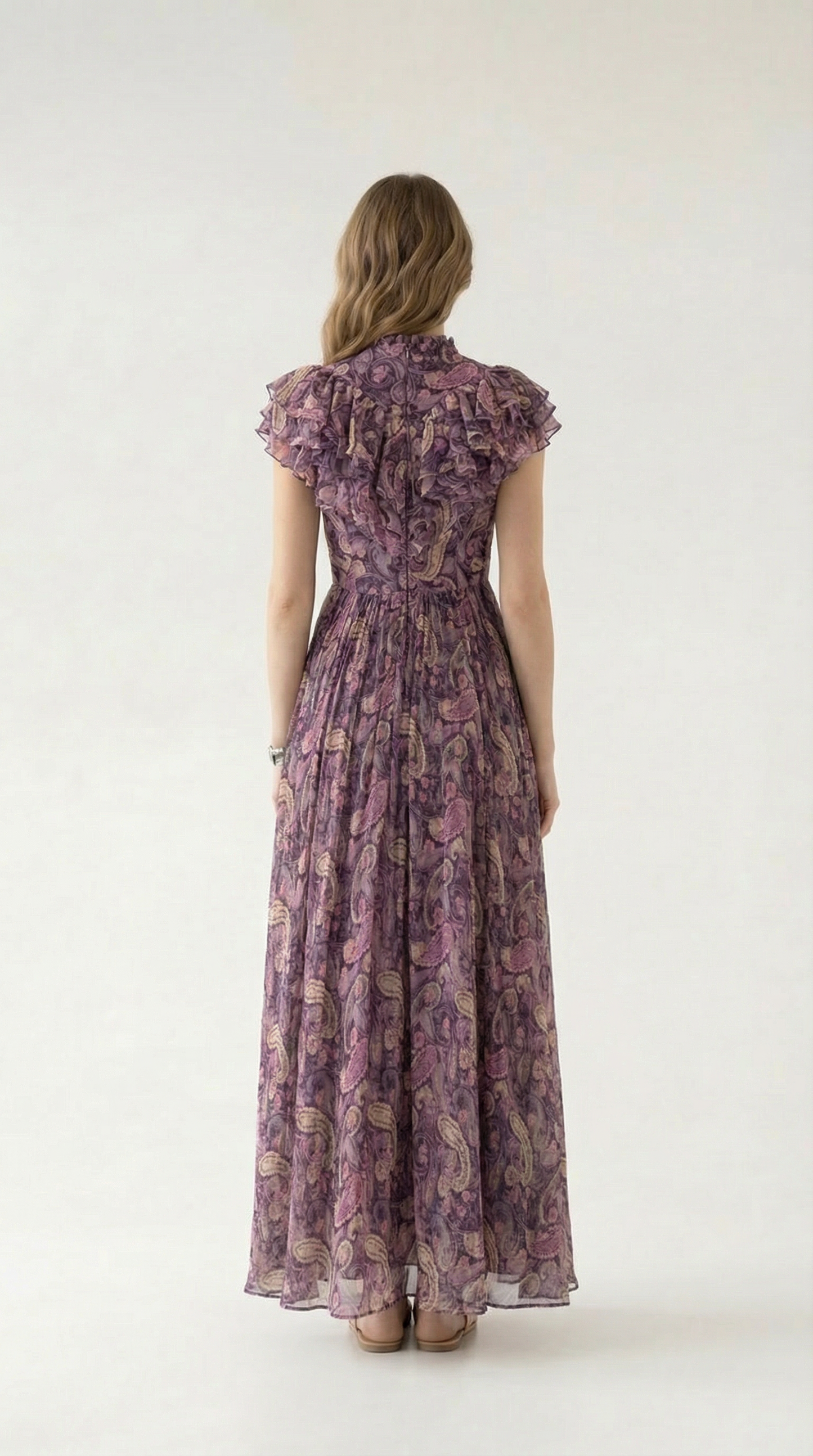 Vintage Rouge Desenli Uzun Elbise