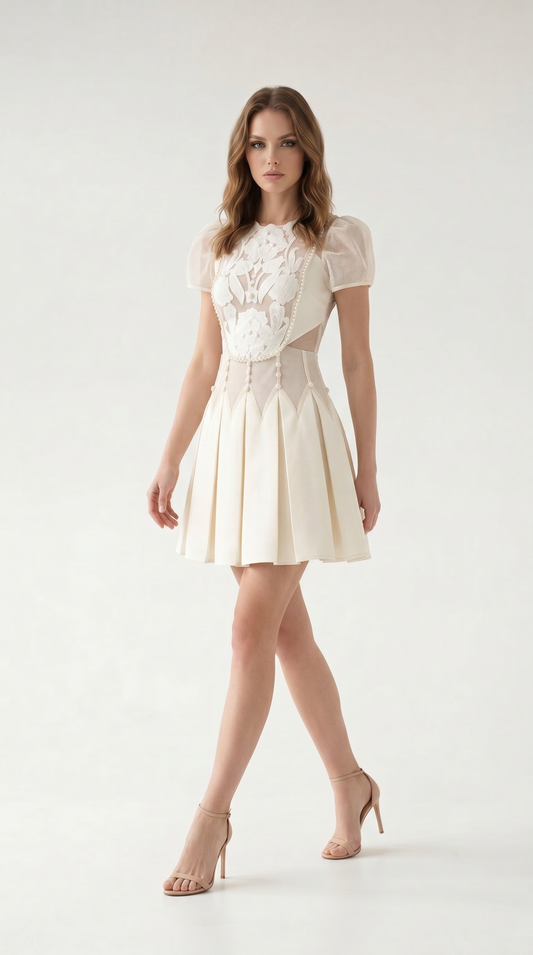 Rosalie İşlemeli Mini Elbise