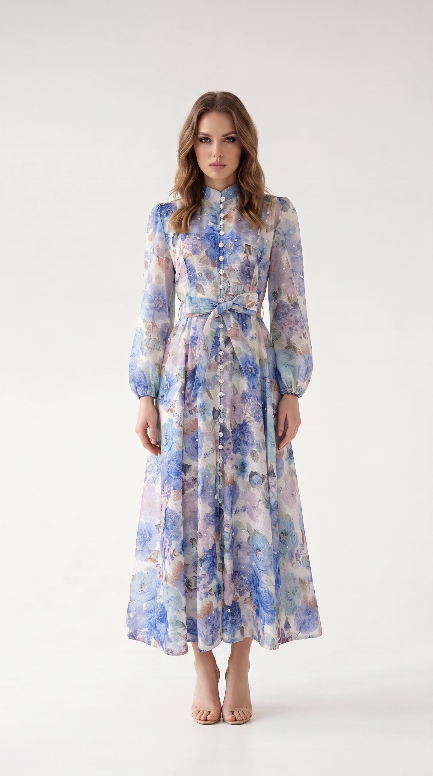Rosalie Vintage Çiçek Desenli Maxi Elbise