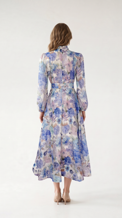 Rosalie Vintage Çiçek Desenli Maxi Elbise