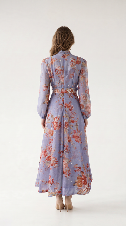 Rosalie Vintage Çiçek Desenli Maxi Elbise