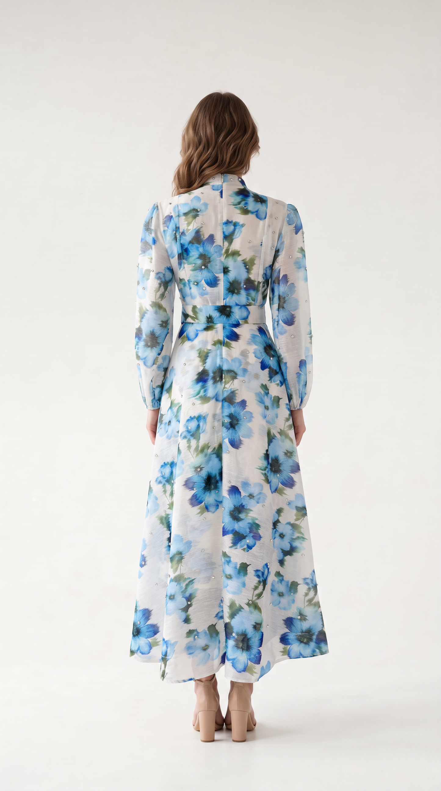 Rosalie Vintage Çiçek Desenli Maxi Elbise