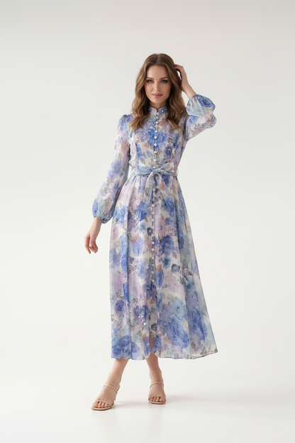 Rosalie Vintage Çiçek Desenli Maxi Elbise