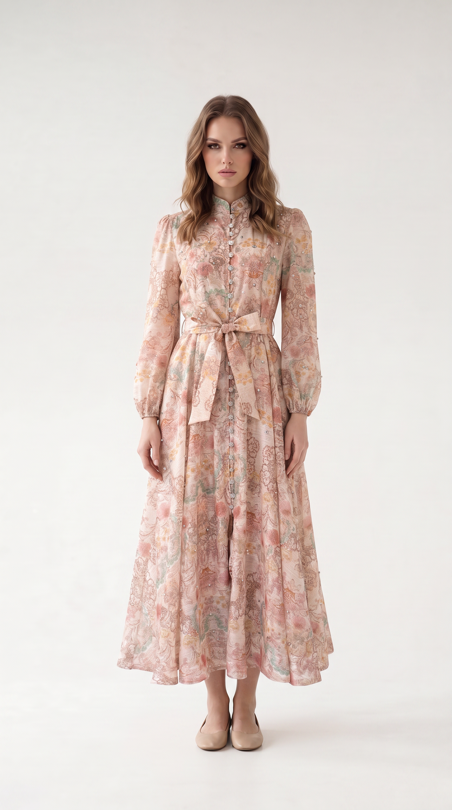 Rosalie Vintage Çiçek Desenli Maxi Elbise